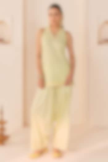 Mint Green Chanderi Silk Brasso Aari Work Short Kurta Set by Sheetal Batra at Pernia's Pop Up Shop