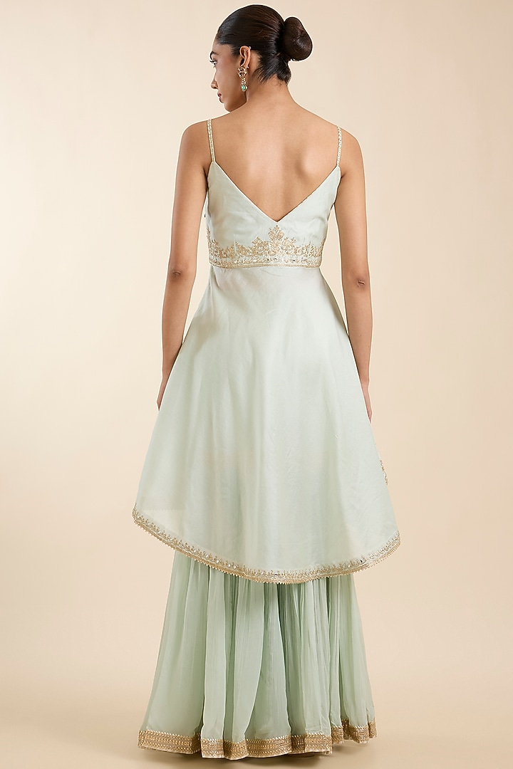 Misty Green Georgette Gharara Set by Sheetal Batra at Pernia's Pop Up Shop