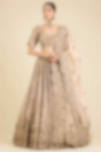 Gold Raw Silk Embroidered Bridal Lehenga Set by Sheetal Batra at Pernia's Pop Up Shop