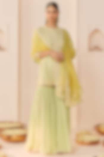 Mint Green Pure Cotton Gharara Set by Sheetal Batra at Pernia's Pop Up Shop