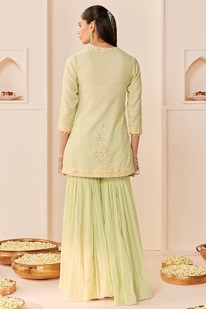 Mint Green Pure Cotton Gharara Set by Sheetal Batra at Pernia's Pop Up Shop
