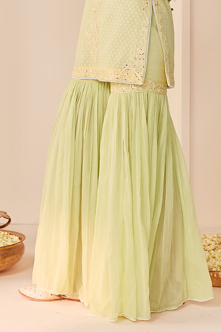 Mint Green Pure Cotton Gharara Set by Sheetal Batra at Pernia's Pop Up Shop