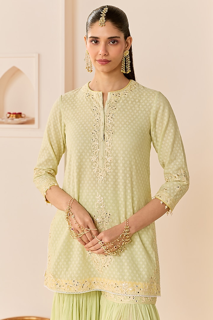 Mint Green Pure Cotton Gharara Set by Sheetal Batra at Pernia's Pop Up Shop