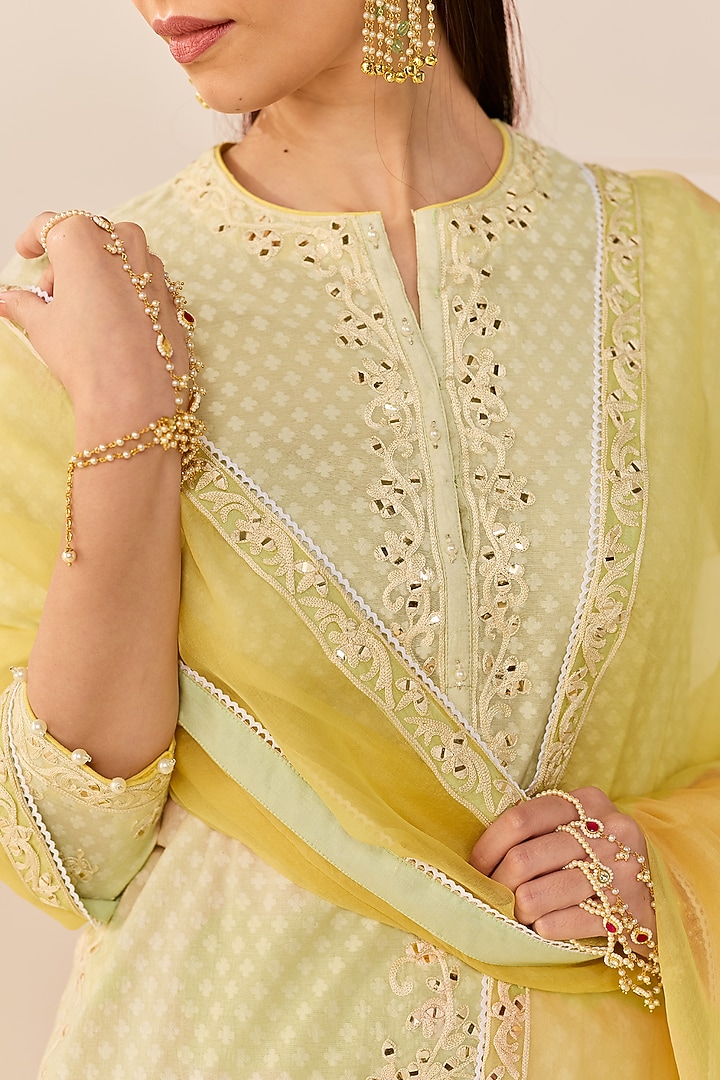 Mint Green Pure Cotton Gharara Set by Sheetal Batra at Pernia's Pop Up Shop