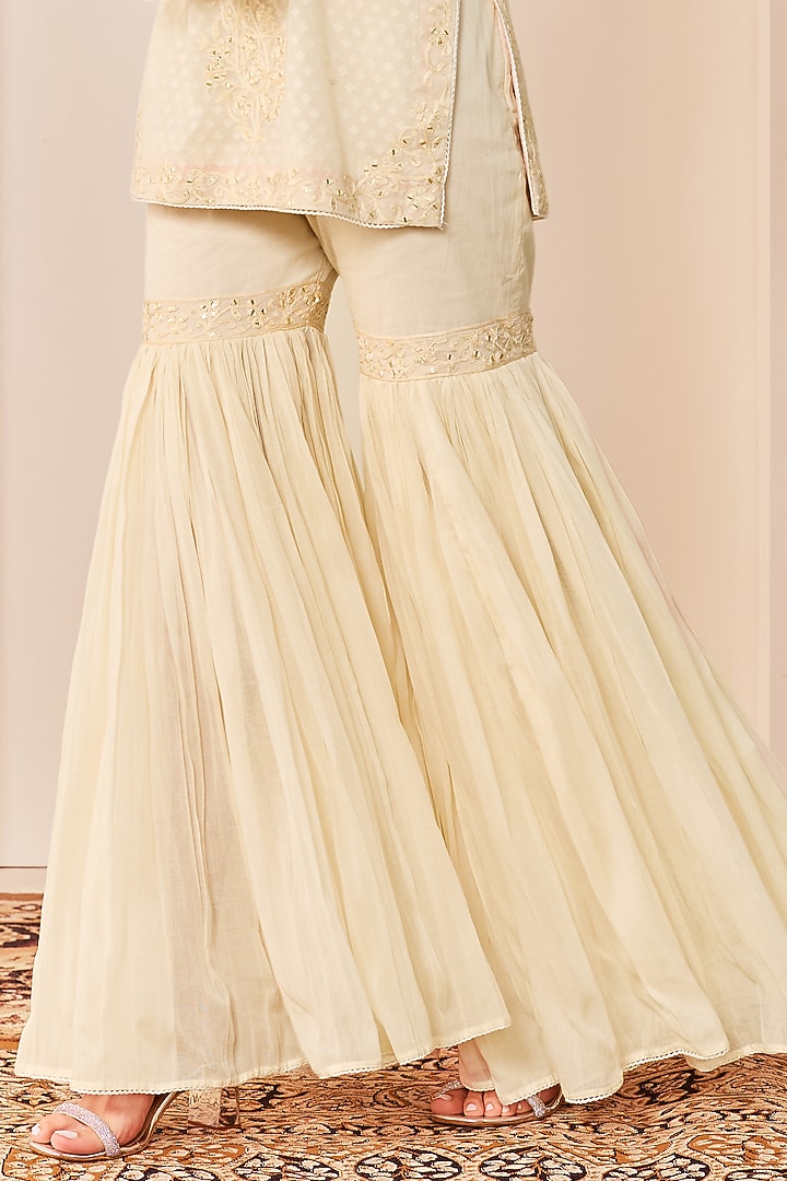 Daisy Ivory Pure Cotton Gharara Set by Sheetal Batra at Pernia's Pop Up Shop