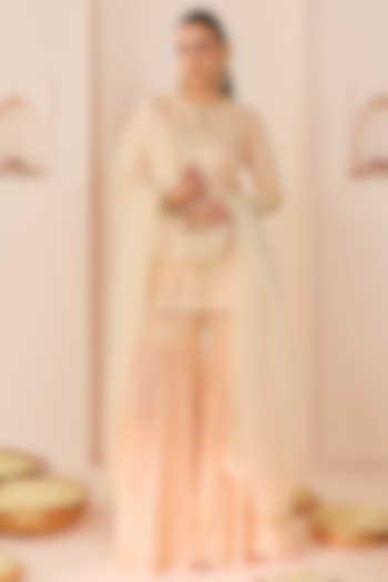 Carnation Pink Pure Cotton Gharara Set by Sheetal Batra at Pernia's Pop Up Shop