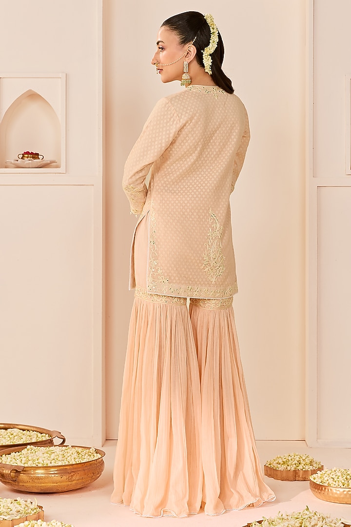 Carnation Pink Pure Cotton Gharara Set by Sheetal Batra at Pernia's Pop Up Shop
