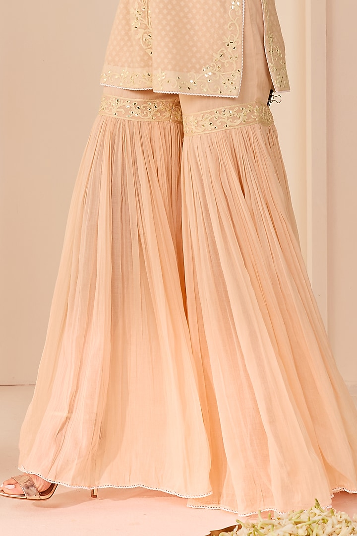 Carnation Pink Pure Cotton Gharara Set by Sheetal Batra at Pernia's Pop Up Shop