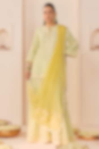 Mint Green Chanderi Silk Brasso Wedding Sharara Set by Sheetal Batra at Pernia's Pop Up Shop