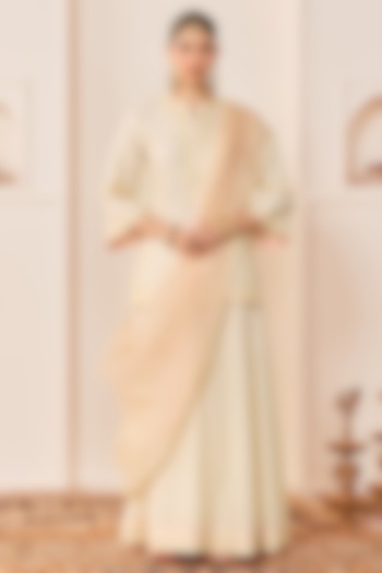 Daisy Ivory Chanderi Silk Brasso Wedding Sharara Set by Sheetal Batra at Pernia's Pop Up Shop