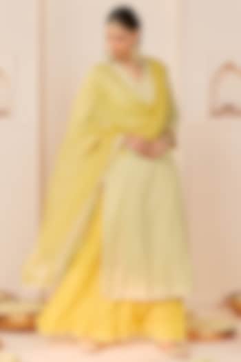 Mint Green Pure Cotton Crushed Skirt Set by Sheetal Batra at Pernia's Pop Up Shop