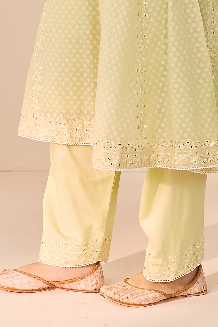 Mint Green Chanderi Silk Brasso Choga Kurta Set by Sheetal Batra at Pernia's Pop Up Shop