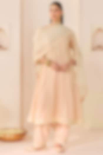 Daisy Ivory Chanderi Silk Brasso Kalidar Choga Kurta Set by Sheetal Batra at Pernia's Pop Up Shop