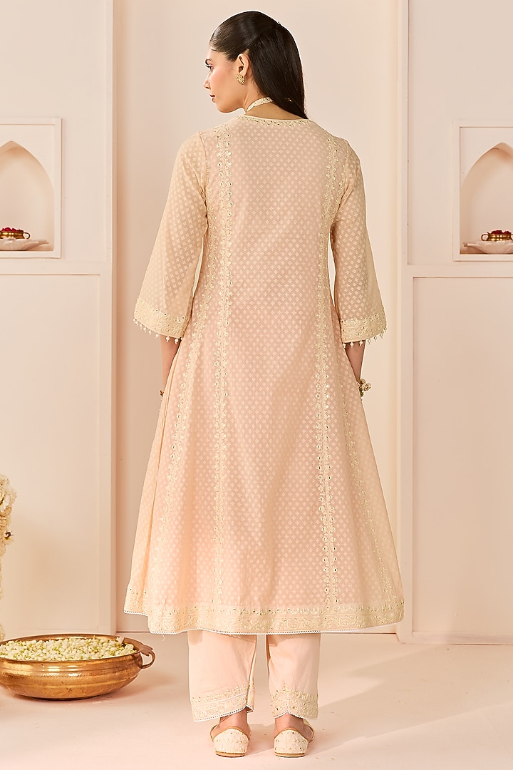 Daisy Ivory Chanderi Silk Brasso Kalidar Choga Kurta Set by Sheetal Batra at Pernia's Pop Up Shop