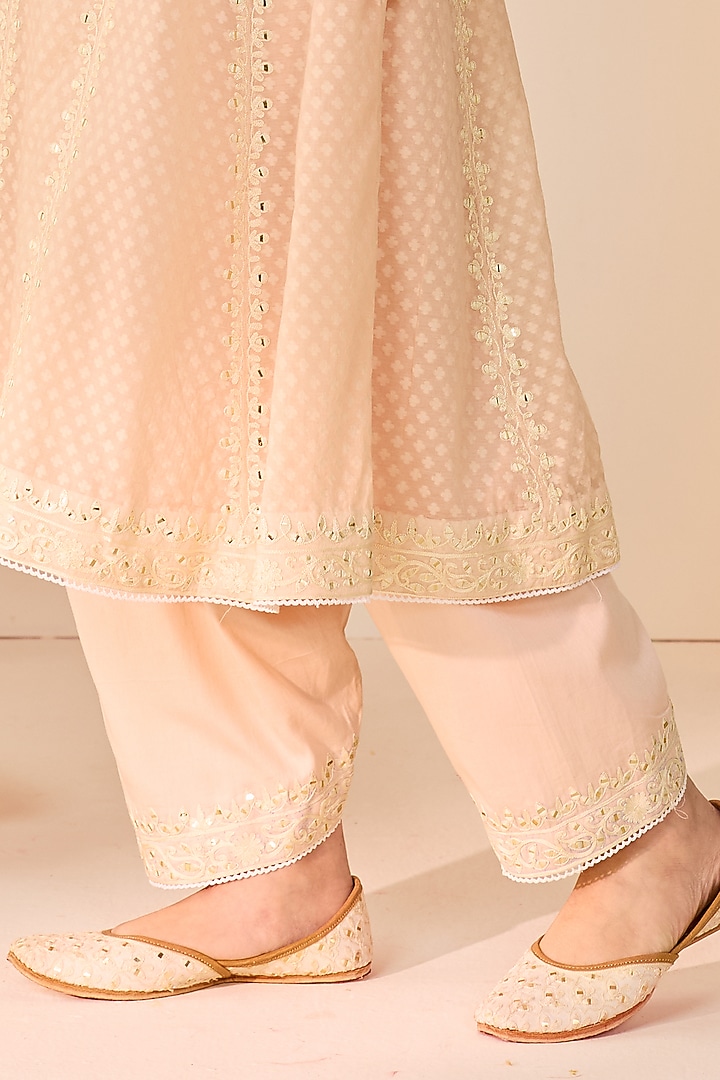 Daisy Ivory Chanderi Silk Brasso Kalidar Choga Kurta Set by Sheetal Batra at Pernia's Pop Up Shop