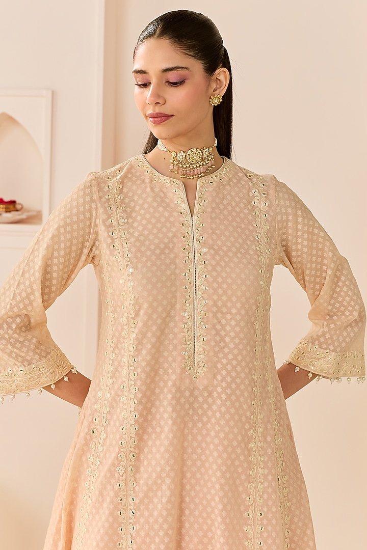 Daisy Ivory Chanderi Silk Brasso Kalidar Choga Kurta Set by Sheetal Batra at Pernia's Pop Up Shop