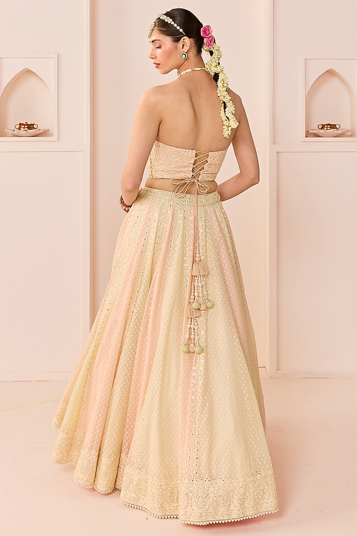 Carnation Pink Chanderi Silk Brasso Wedding Lehenga Set by Sheetal Batra at Pernia's Pop Up Shop