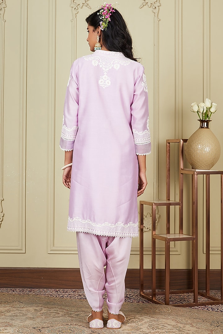 Blush Pink Pure Chanderi Silk Kurta Set by Sheetal Batra at Pernia's Pop Up Shop