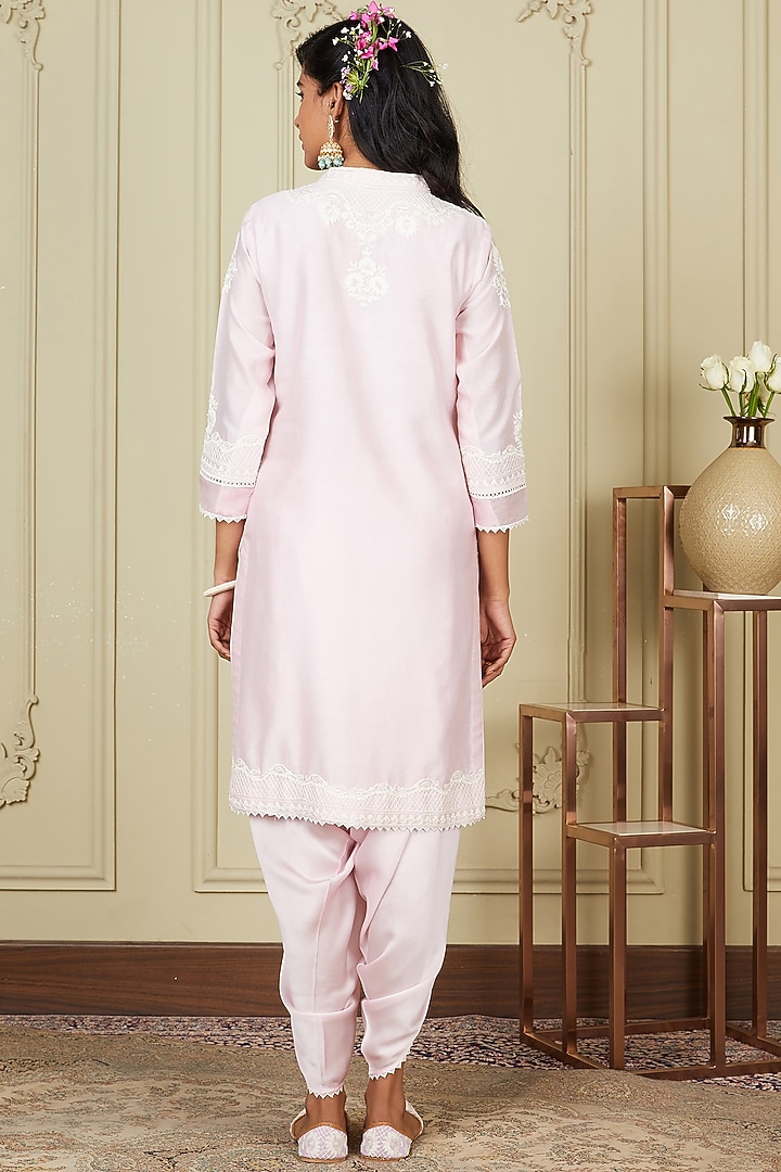 Blush Pink Chanderi Silk Kurta Set by Sheetal Batra at Pernia's Pop Up Shop