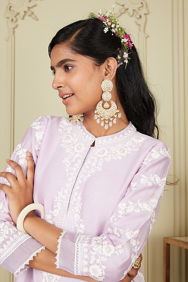 Light Purple Embroidered Kurta Set by Sheetal Batra at Pernia's Pop Up Shop