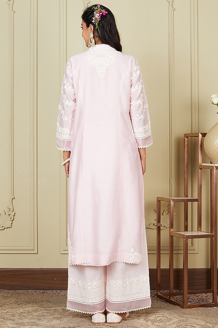 Blush Pink Embroidered Kurta Set by Sheetal Batra at Pernia's Pop Up Shop
