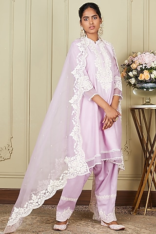 Periwinkle A-line Short Kurta Set by Sheetal Batra