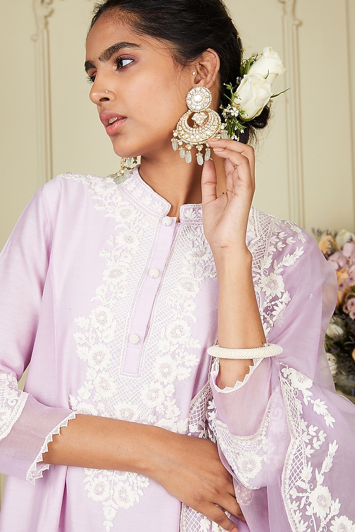 Periwinkle A-line Short Kurta Set by Sheetal Batra at Pernia's Pop Up Shop