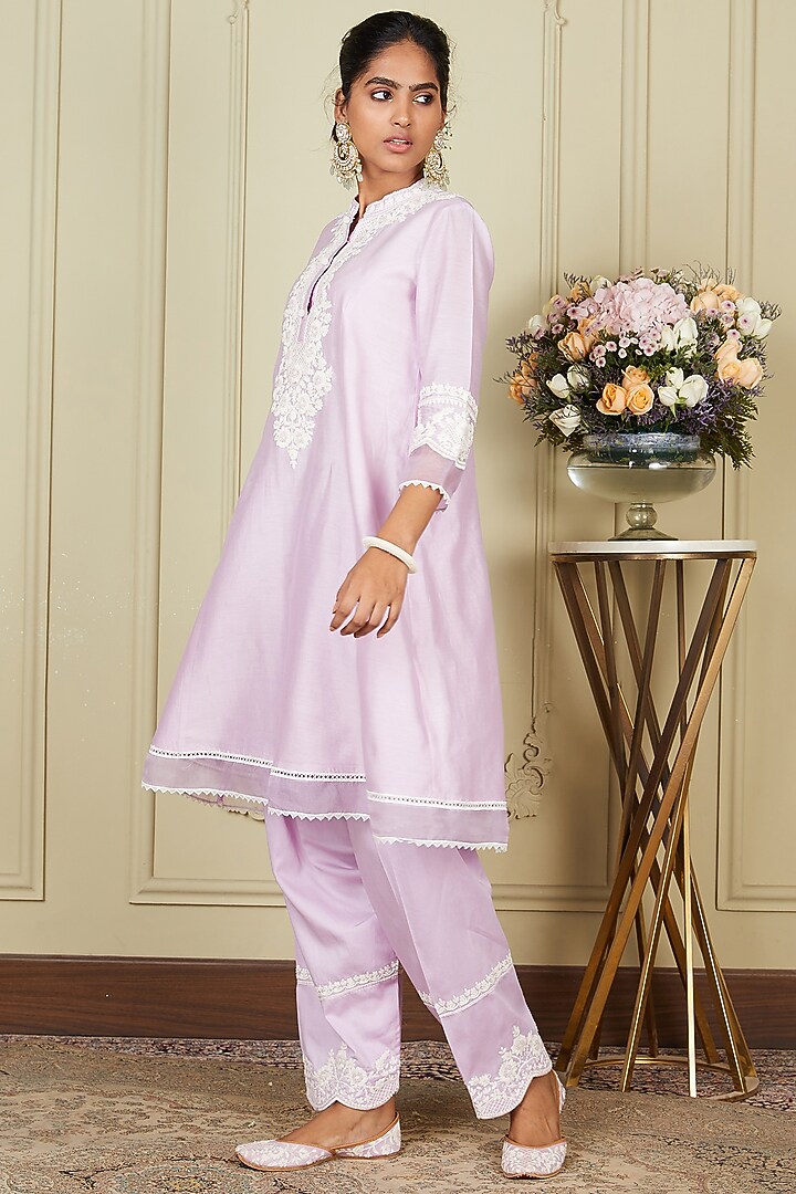 Periwinkle A-line Short Kurta Set by Sheetal Batra at Pernia's Pop Up Shop