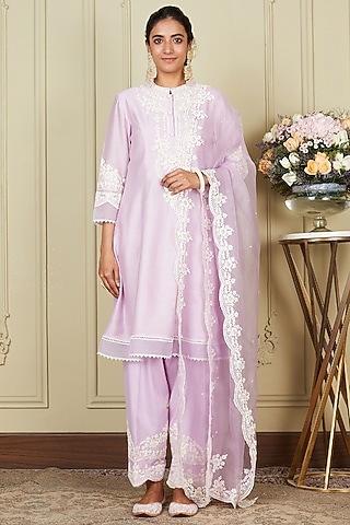 Periwinkle A-line Short Kurta Set by Sheetal Batra