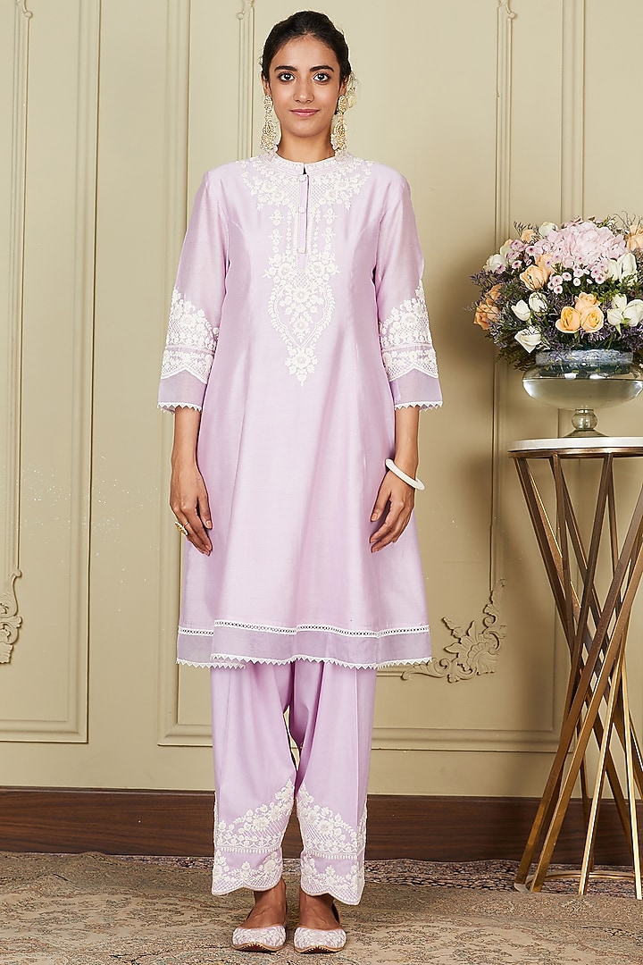 Periwinkle A-line Short Kurta Set by Sheetal Batra at Pernia's Pop Up Shop