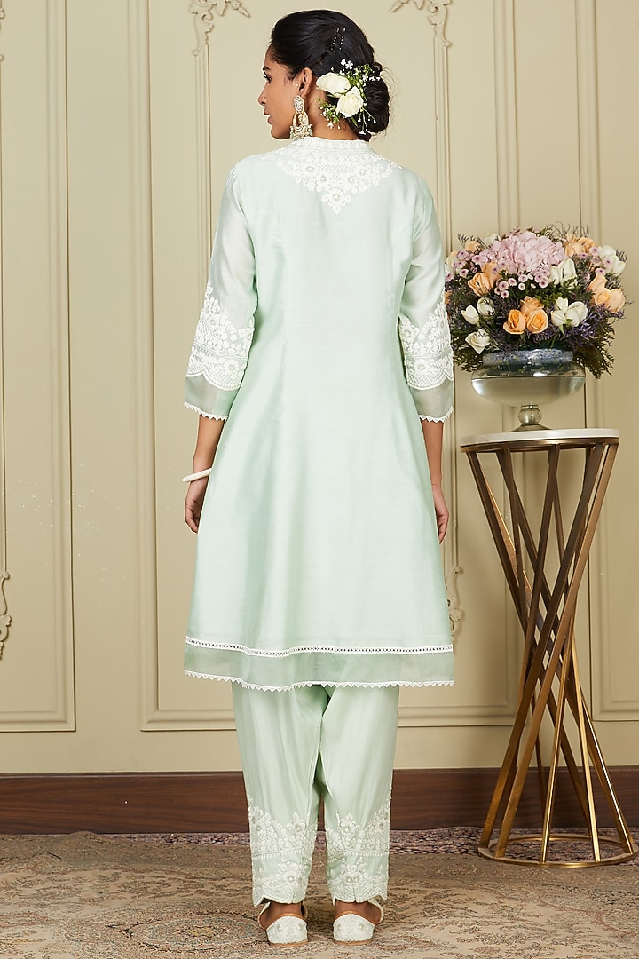 Frosty Green A-line Short Kurta Set by Sheetal Batra at Pernia's Pop Up Shop