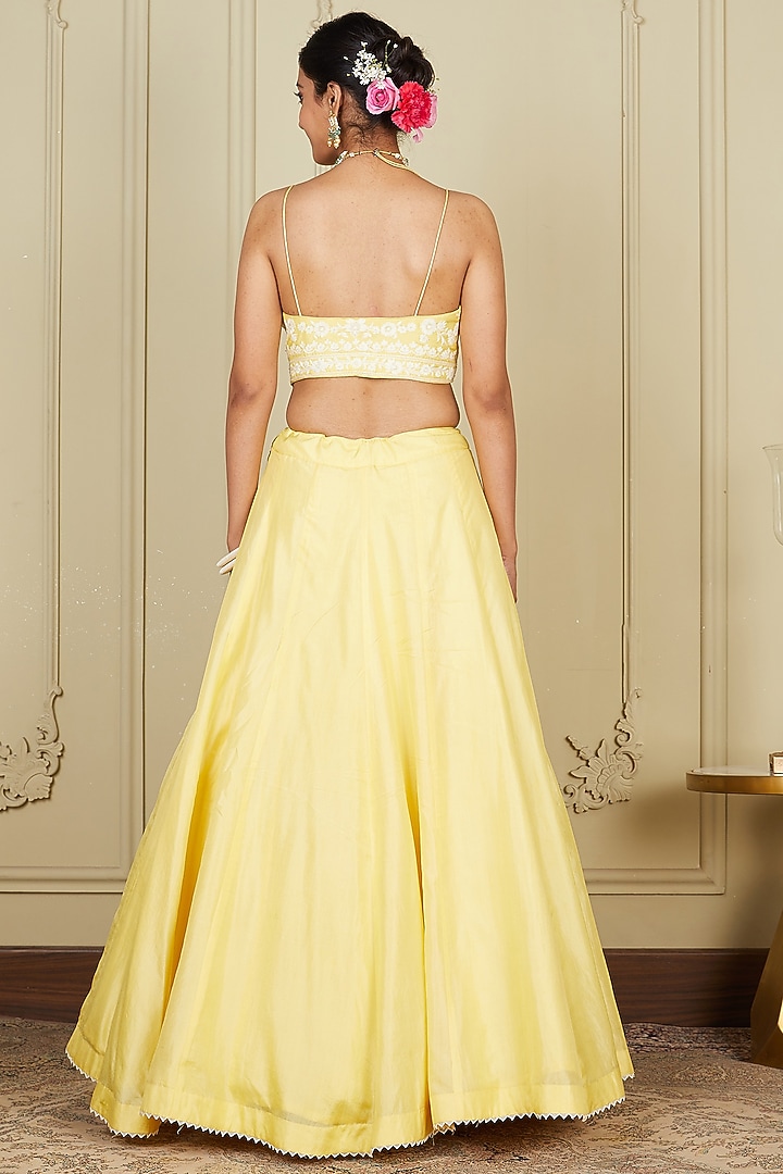 Lemon Yellow Embroidered Wedding Lehenga Set by Sheetal Batra at Pernia's Pop Up Shop