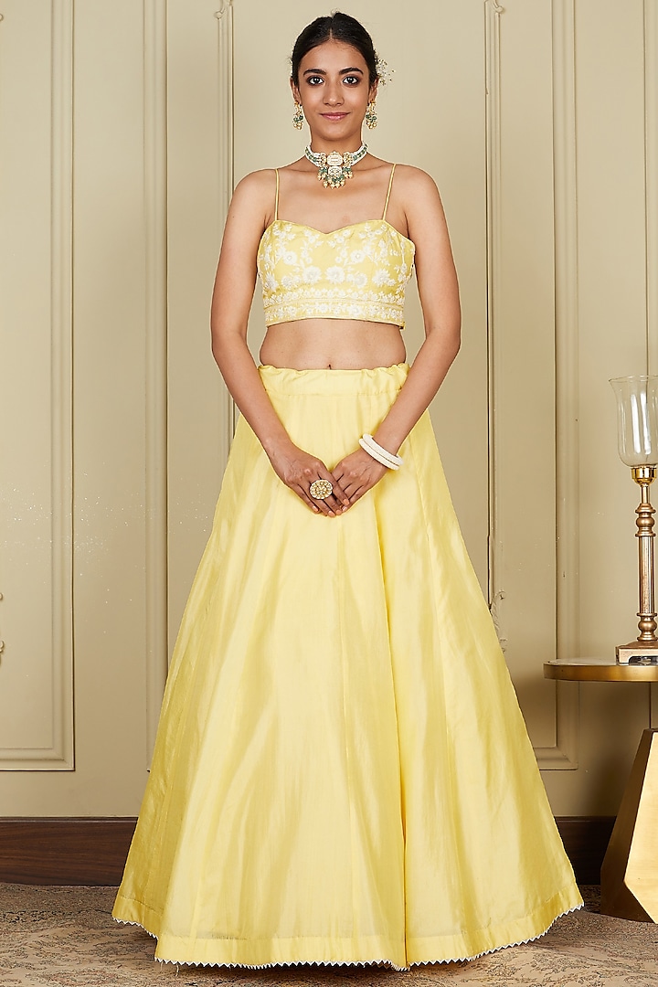 Lemon Yellow Embroidered Wedding Lehenga Set by Sheetal Batra at Pernia's Pop Up Shop