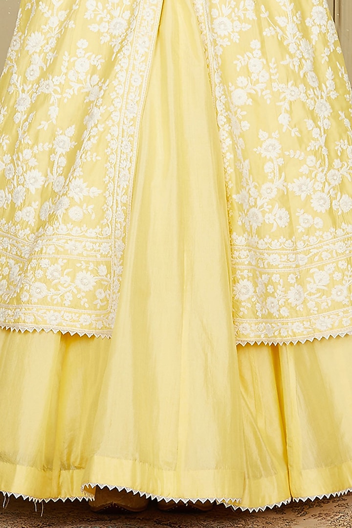 Lemon Yellow Pure Habutai Dori Embroidered Jacket Wedding Lehenga Set by Sheetal Batra at Pernia's Pop Up Shop