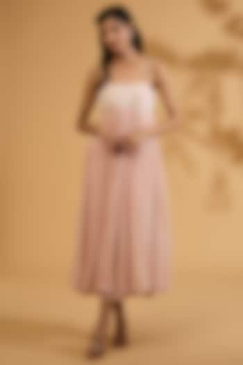 Pink Chanderi Silk & Georgette Sequins Embroidered Ankle-Length Vacation Dress by Sheetal Batra at Pernia's Pop Up Shop