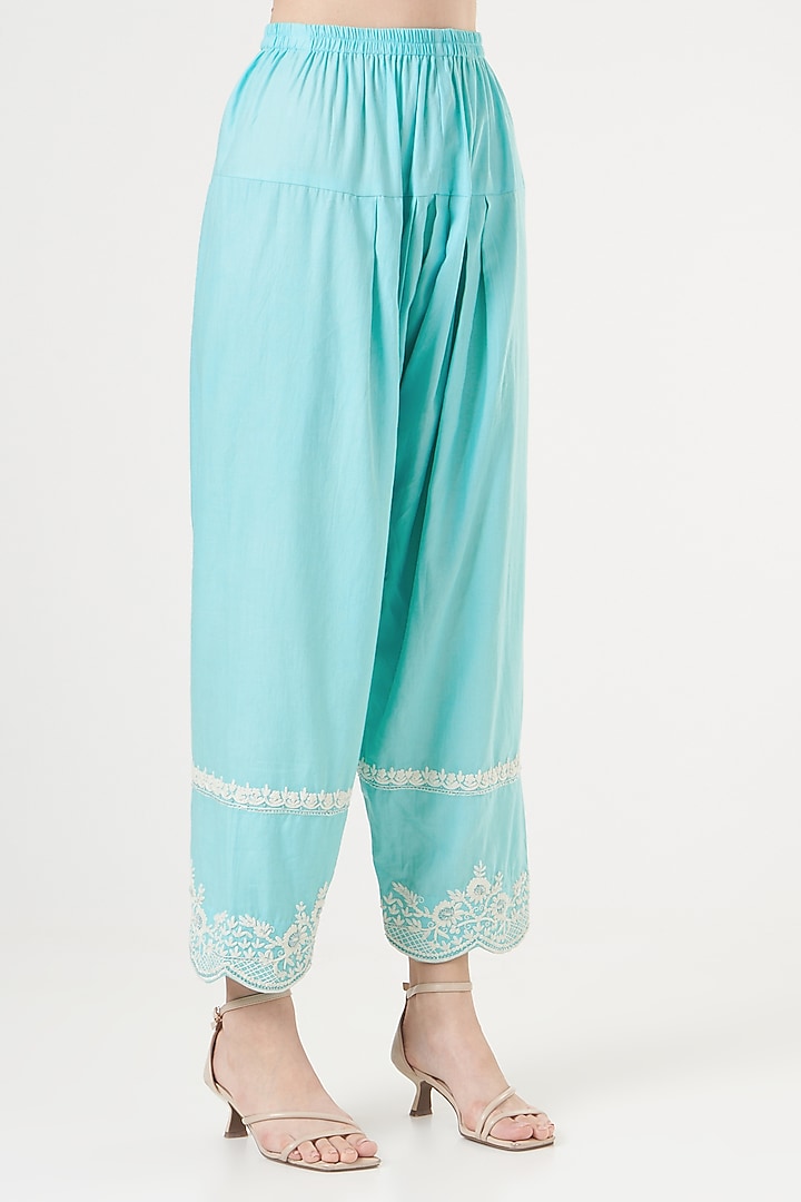 Sky Blue Embroidered Kurta Set by Sheetal Batra at Pernia's Pop Up Shop