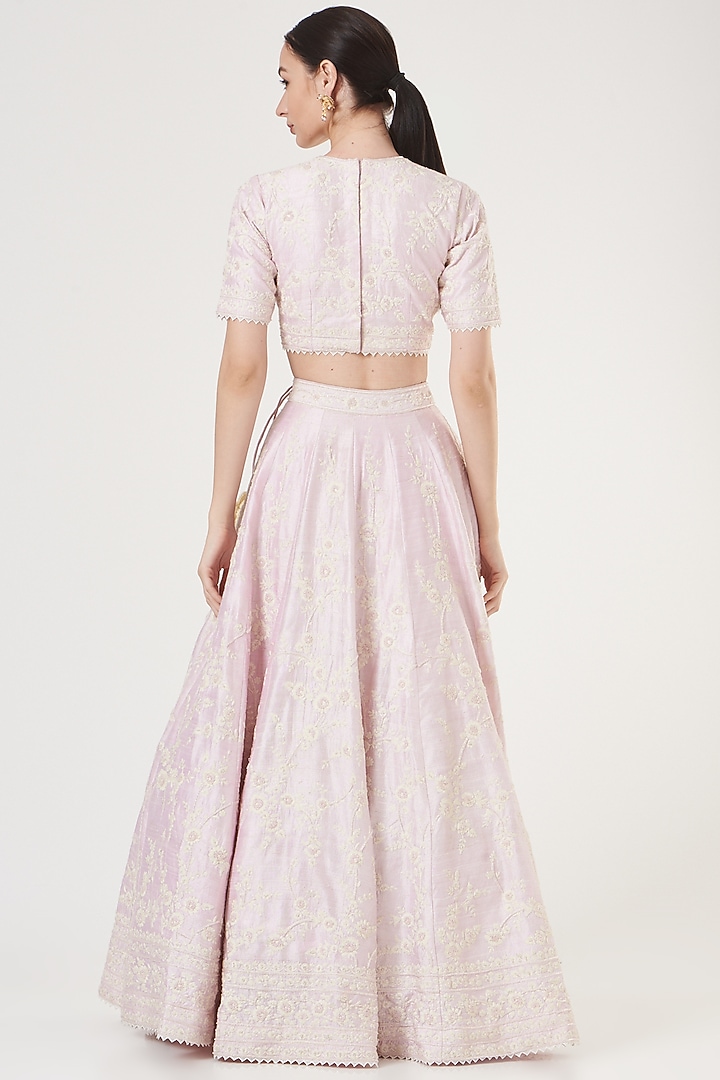 Blush Pink Embroidered Lehenga Set by Sheetal Batra at Pernia's Pop Up Shop
