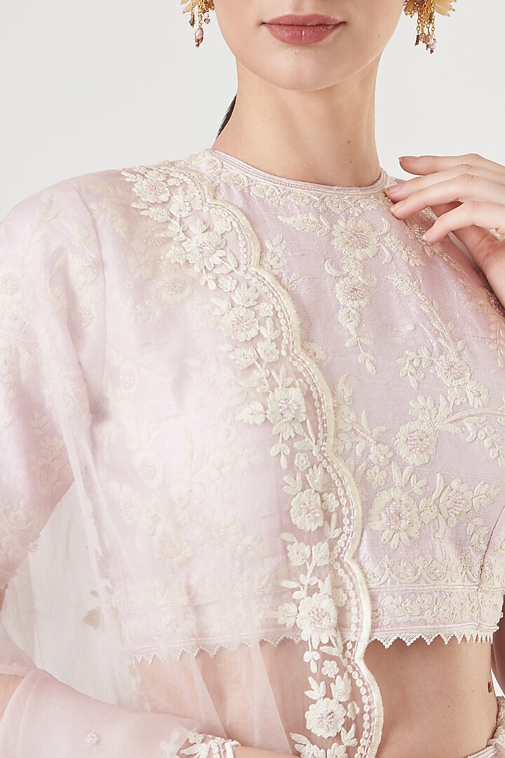 Blush Pink Embroidered Lehenga Set by Sheetal Batra at Pernia's Pop Up Shop