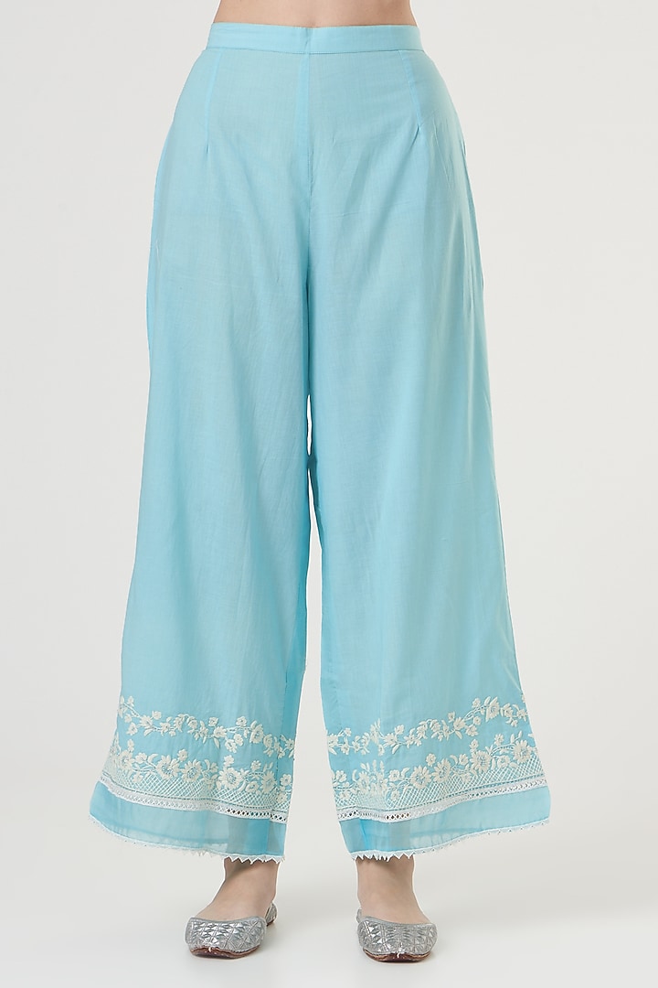 Blue Silk Chanderi Kurta Set by Sheetal Batra at Pernia's Pop Up Shop