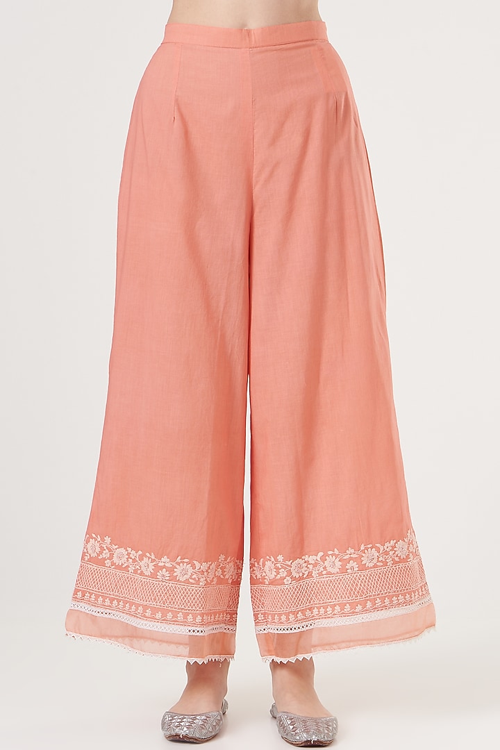 Peach Princess-Cut Kurta Set by Sheetal Batra at Pernia's Pop Up Shop