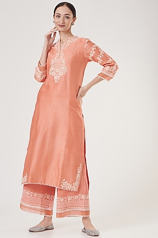 Sky Blue Princess-Cut Kurta Set by Sheetal Batra