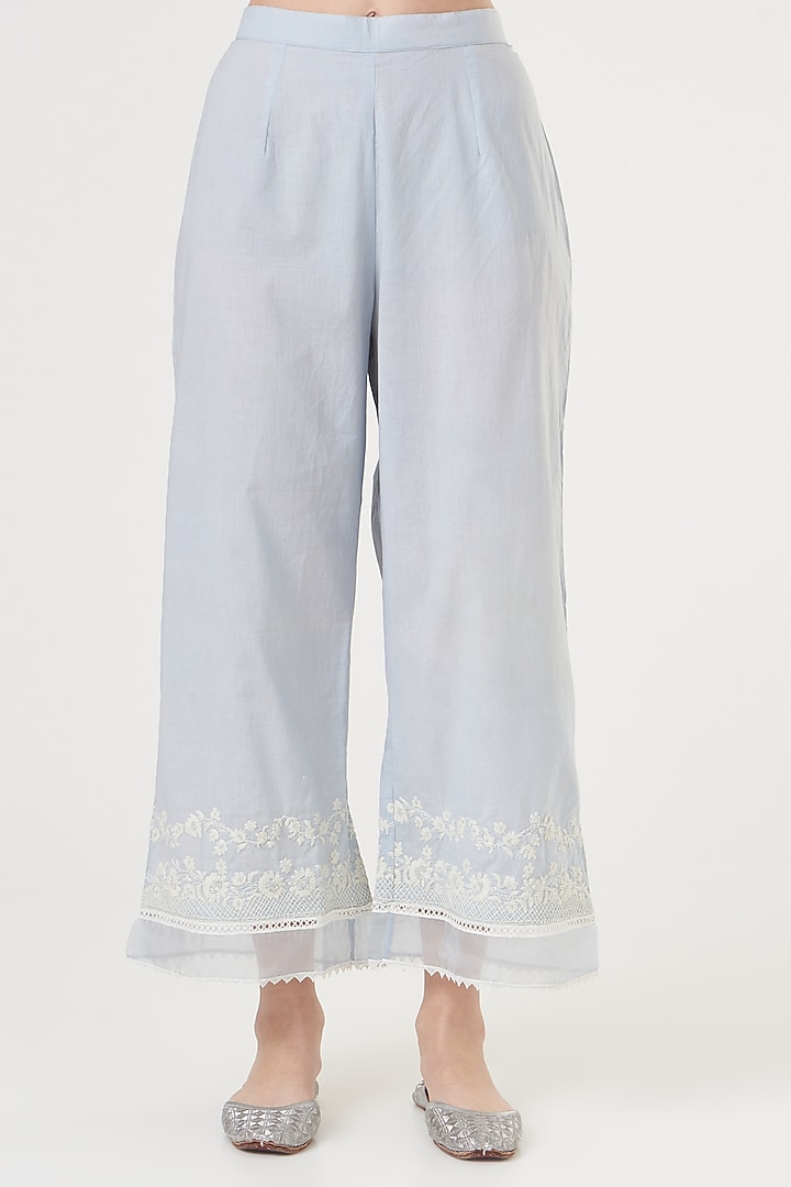 Sky Blue Embroidered Princess-Cut Kurta Set by Sheetal Batra at Pernia's Pop Up Shop