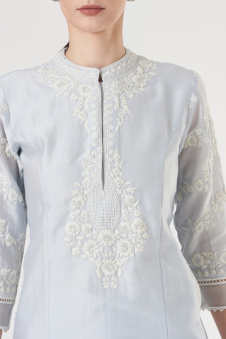 Sky Blue Embroidered Princess-Cut Kurta Set by Sheetal Batra at Pernia's Pop Up Shop
