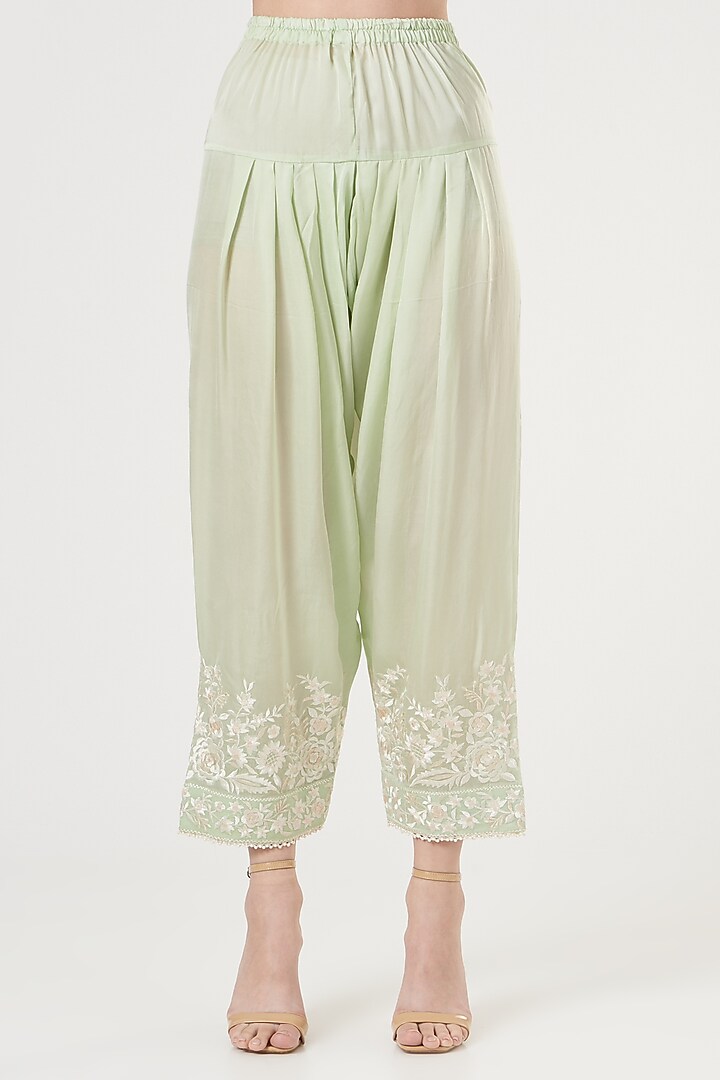 Mint Green Silk Chanderi Kurta Set by Sheetal Batra at Pernia's Pop Up Shop