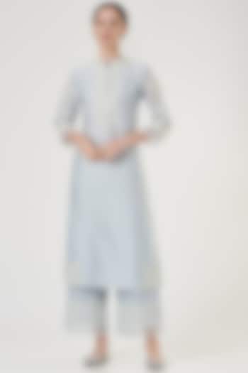 Sky Blue Embroidered Princess-Cut Kurta Set by Sheetal Batra at Pernia's Pop Up Shop