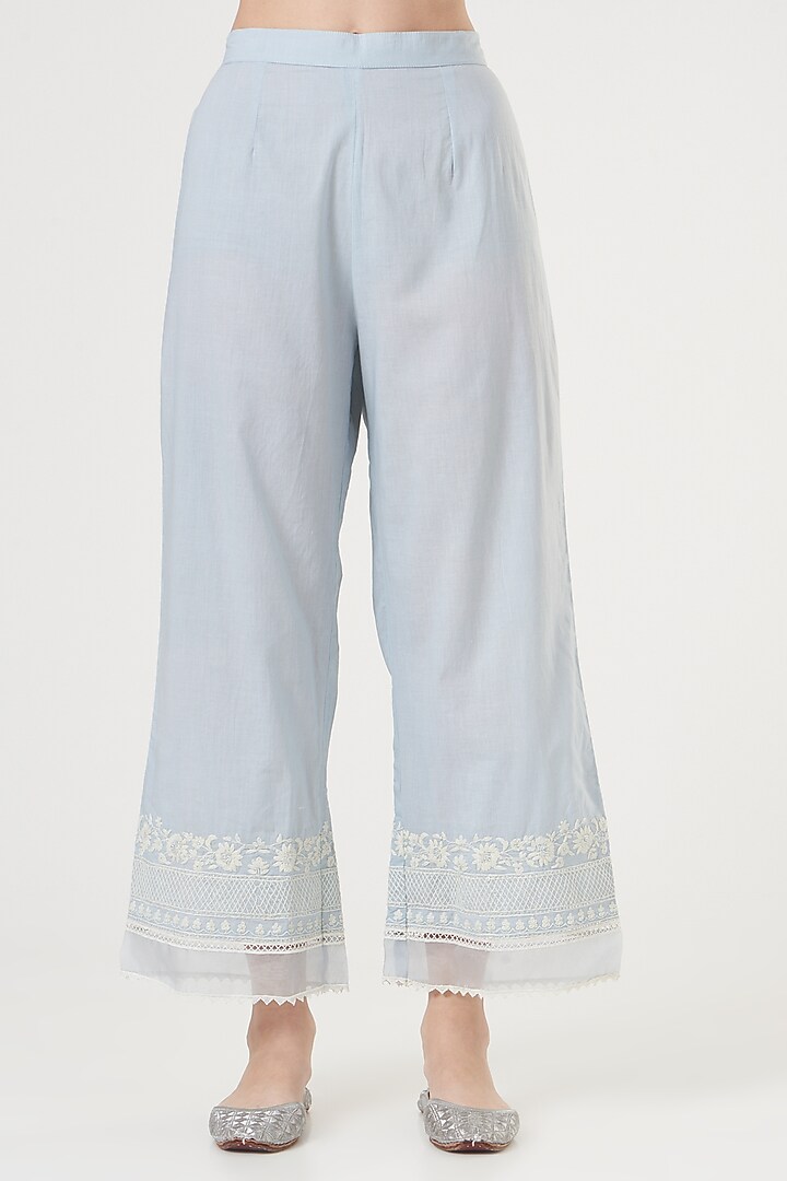 Sky Blue Embroidered Princess-Cut Kurta Set by Sheetal Batra at Pernia's Pop Up Shop