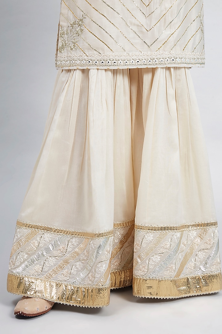 Daisy Ivory Pure Chanderi Silk Gharara Set by Sheetal Batra at Pernia's Pop Up Shop