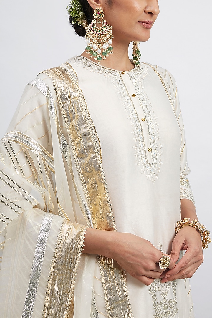 Daisy Ivory Pure Chanderi Silk Gharara Set by Sheetal Batra at Pernia's Pop Up Shop