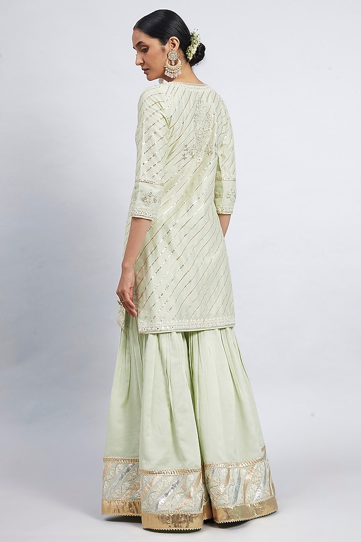 Mint Green Pure Chanderi Silk Gharara Set by Sheetal Batra at Pernia's Pop Up Shop