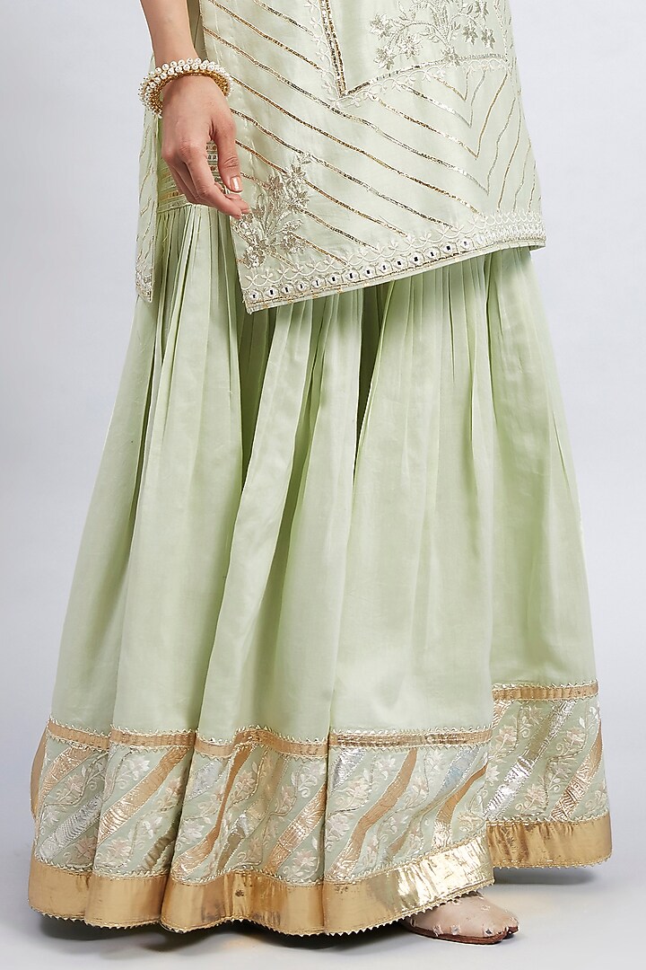 Mint Green Pure Chanderi Silk Gharara Set by Sheetal Batra at Pernia's Pop Up Shop